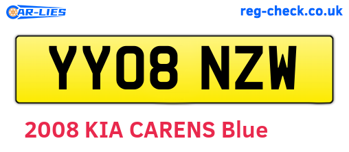 YY08NZW are the vehicle registration plates.