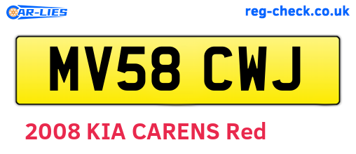 MV58CWJ are the vehicle registration plates.