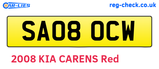 SA08OCW are the vehicle registration plates.