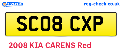 SC08CXP are the vehicle registration plates.