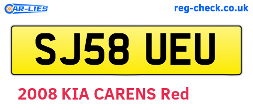 SJ58UEU are the vehicle registration plates.