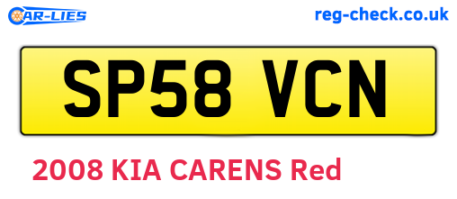 SP58VCN are the vehicle registration plates.