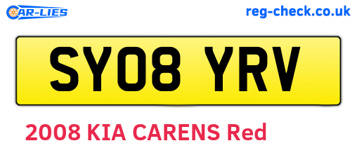 SY08YRV are the vehicle registration plates.