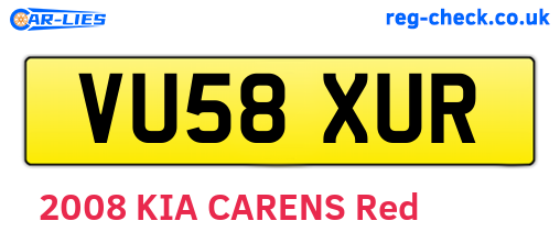 VU58XUR are the vehicle registration plates.