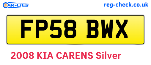 FP58BWX are the vehicle registration plates.