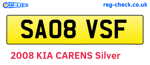 SA08VSF are the vehicle registration plates.