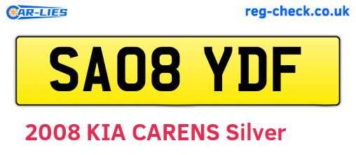SA08YDF are the vehicle registration plates.