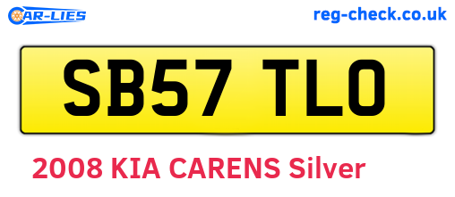 SB57TLO are the vehicle registration plates.