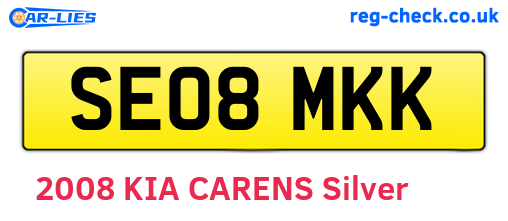 SE08MKK are the vehicle registration plates.