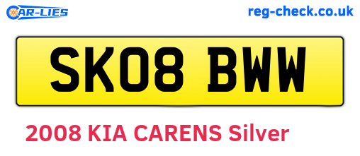 SK08BWW are the vehicle registration plates.