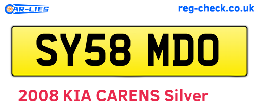 SY58MDO are the vehicle registration plates.