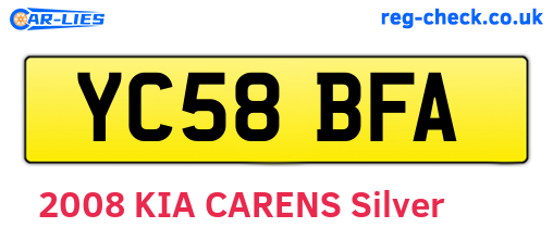 YC58BFA are the vehicle registration plates.