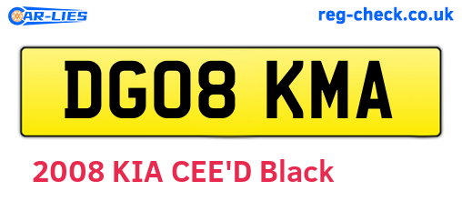 DG08KMA are the vehicle registration plates.