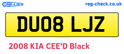 DU08LJZ are the vehicle registration plates.