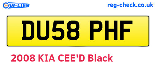DU58PHF are the vehicle registration plates.