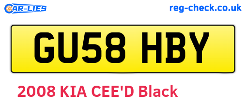 GU58HBY are the vehicle registration plates.