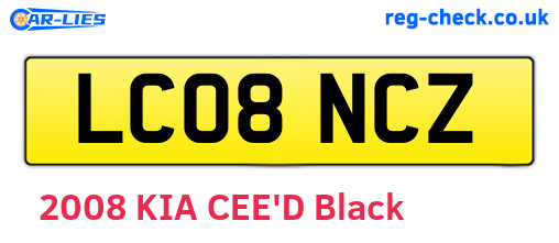LC08NCZ are the vehicle registration plates.