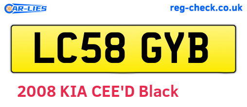 LC58GYB are the vehicle registration plates.