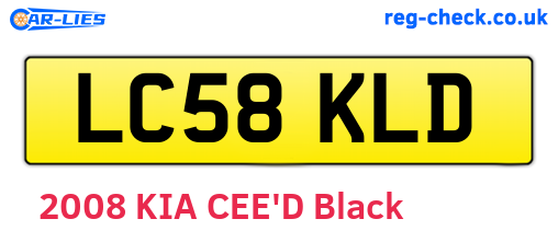 LC58KLD are the vehicle registration plates.