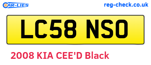 LC58NSO are the vehicle registration plates.