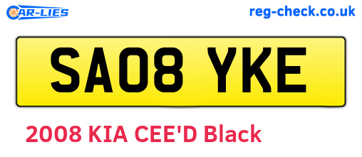 SA08YKE are the vehicle registration plates.