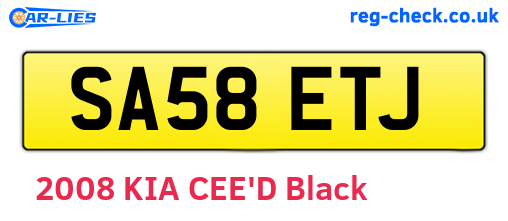 SA58ETJ are the vehicle registration plates.
