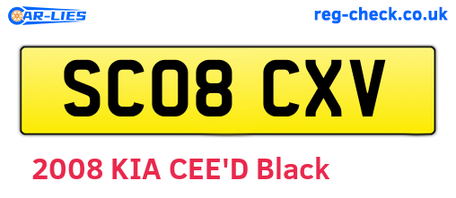 SC08CXV are the vehicle registration plates.