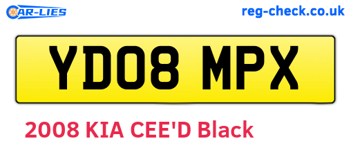 YD08MPX are the vehicle registration plates.