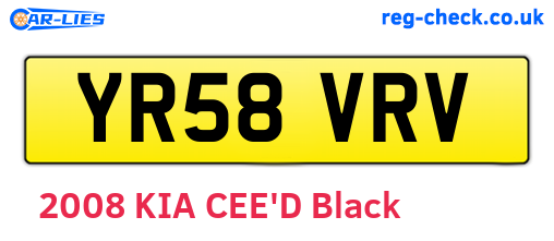 YR58VRV are the vehicle registration plates.