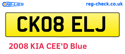 CK08ELJ are the vehicle registration plates.