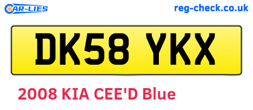 DK58YKX are the vehicle registration plates.