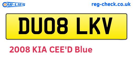 DU08LKV are the vehicle registration plates.