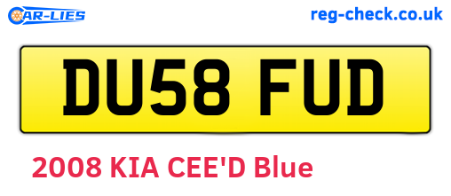 DU58FUD are the vehicle registration plates.