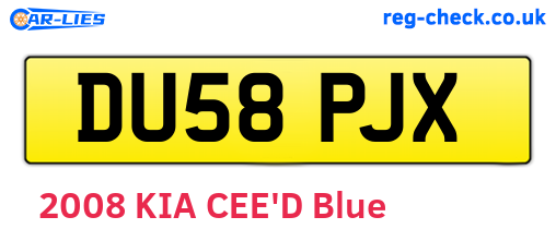 DU58PJX are the vehicle registration plates.