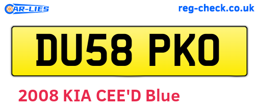 DU58PKO are the vehicle registration plates.