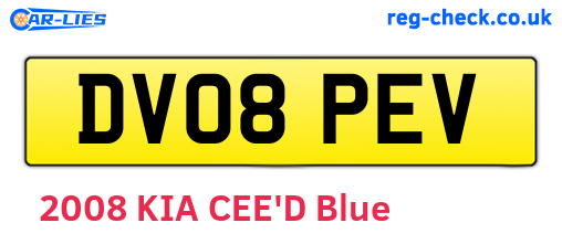 DV08PEV are the vehicle registration plates.