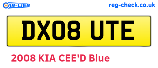 DX08UTE are the vehicle registration plates.