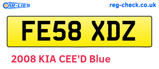FE58XDZ are the vehicle registration plates.