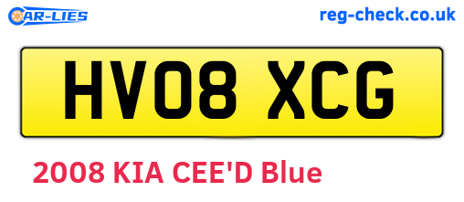 HV08XCG are the vehicle registration plates.