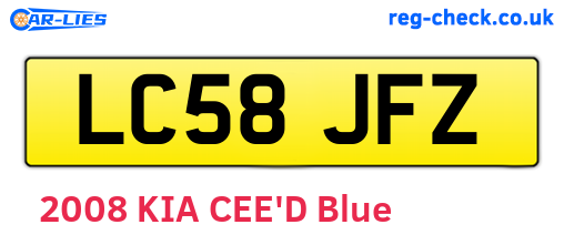 LC58JFZ are the vehicle registration plates.