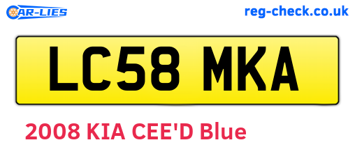 LC58MKA are the vehicle registration plates.