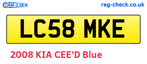 LC58MKE are the vehicle registration plates.