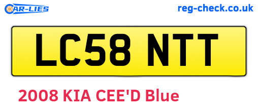 LC58NTT are the vehicle registration plates.