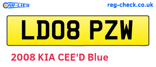 LD08PZW are the vehicle registration plates.