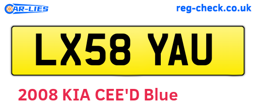 LX58YAU are the vehicle registration plates.