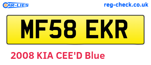 MF58EKR are the vehicle registration plates.