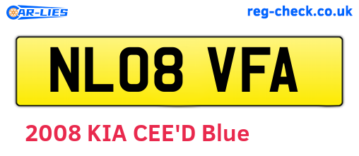 NL08VFA are the vehicle registration plates.