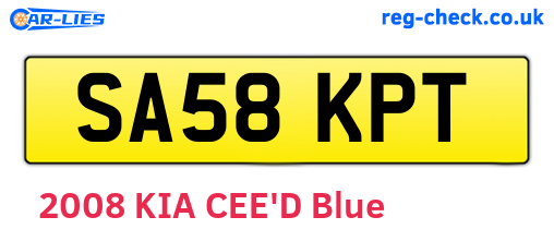 SA58KPT are the vehicle registration plates.