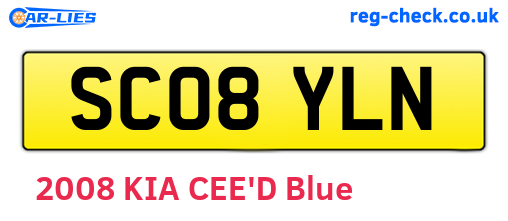 SC08YLN are the vehicle registration plates.