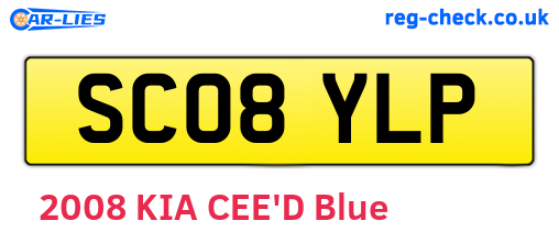 SC08YLP are the vehicle registration plates.